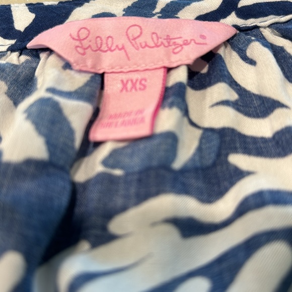 Lilly Pulitzer Sleeves Top Blue White XXS Excellent Condition! - Picture 2 of 9